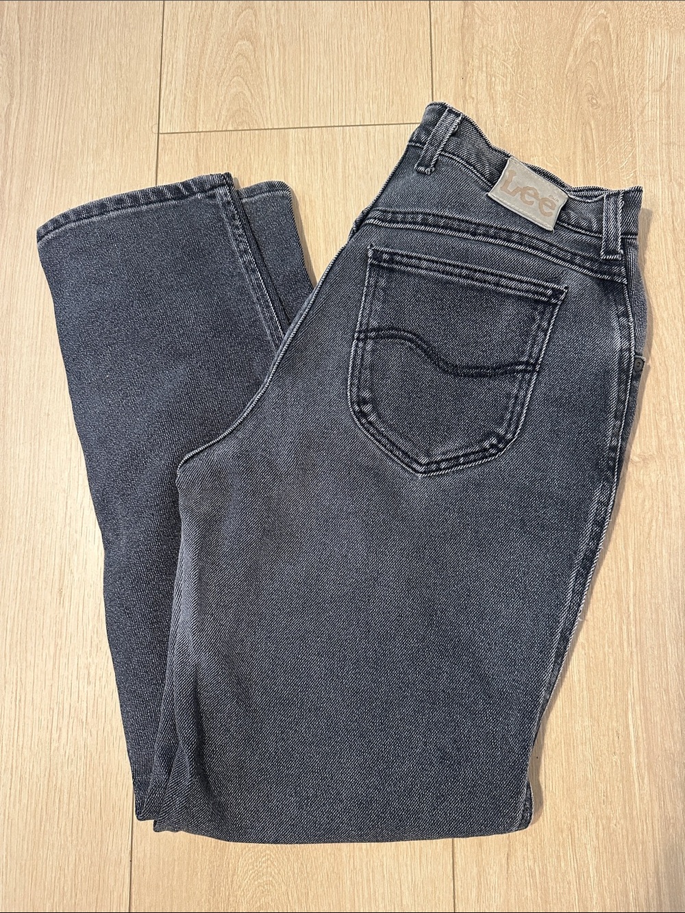 Vintage Lee Women's Charcoal Black Straight Leg Jeans